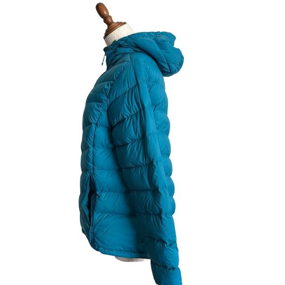 Eddie Bauer Teal Down Hooded Puffer Jacket Women’s Large 80/20 Packable Gorpcore - Picture 5 of 13